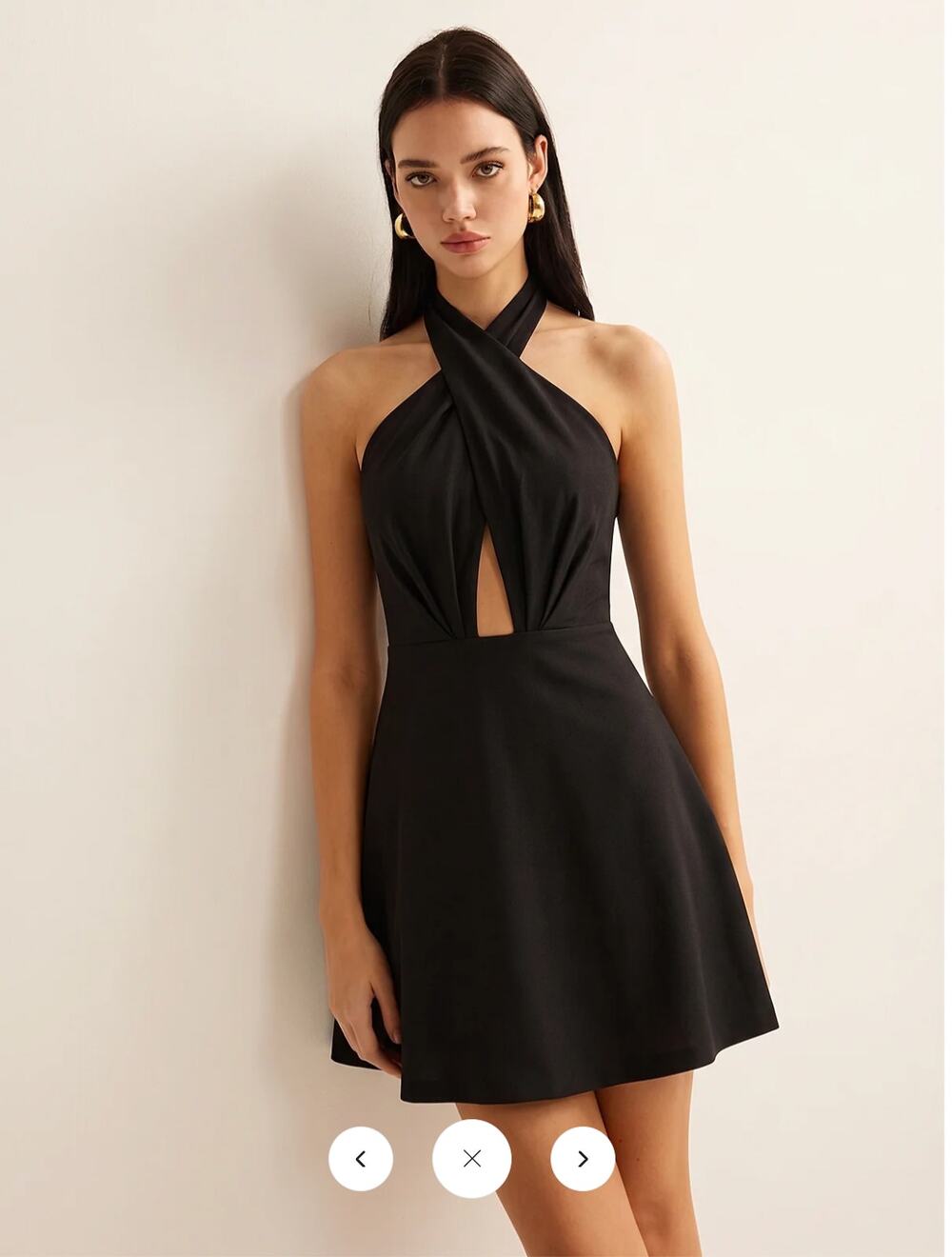 NWT Commense Cross Halter Cotton Linen Mini Dress Sz L